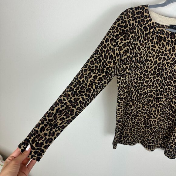 J.Crew 100% Merino Wool Leopard Print Pullover Sweater M Boho Soft Casual Cozy - Picture 3 of 10